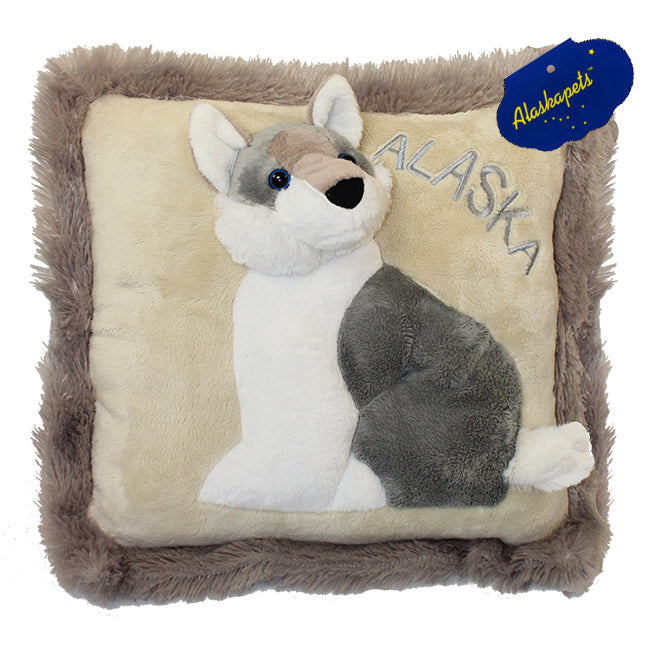 13" PILLOW, HUSKY W/ ALASKA