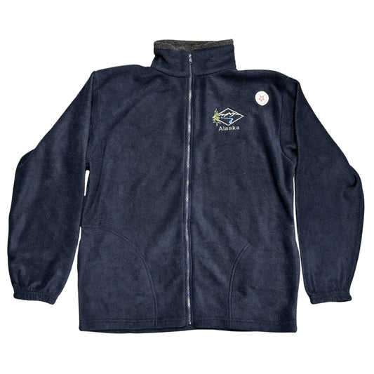 Navy blue jacket with Alaska logo on a white background