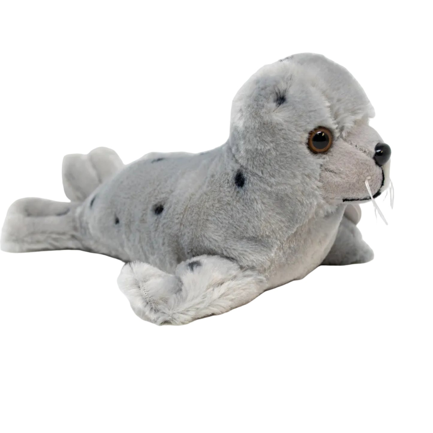 Plush toy seal on a white background
