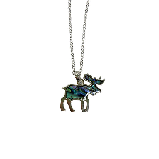 Necklace with a moose pendant on a white background