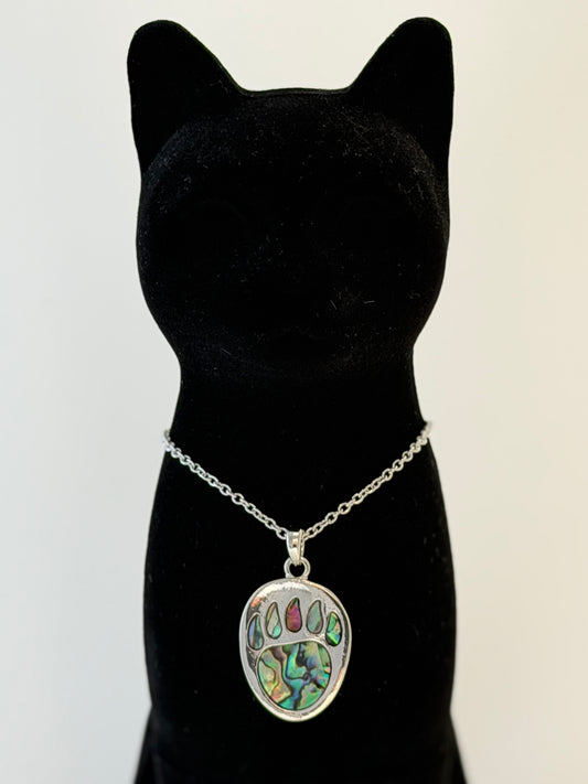 Necklace with a multicolored bear paw pendant