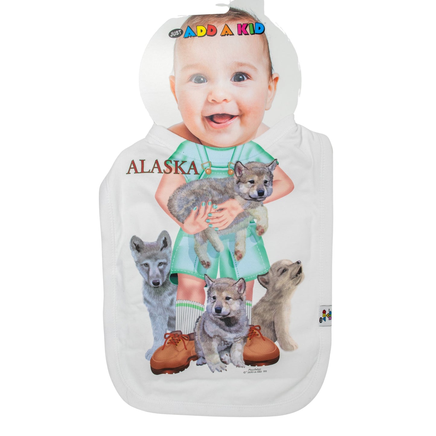 Bib with a girl holding wolves design