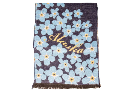 Floral patterned scarf with 'Alaska' text on a white background