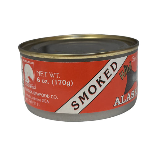 Can of smoked Alaska wild salmon