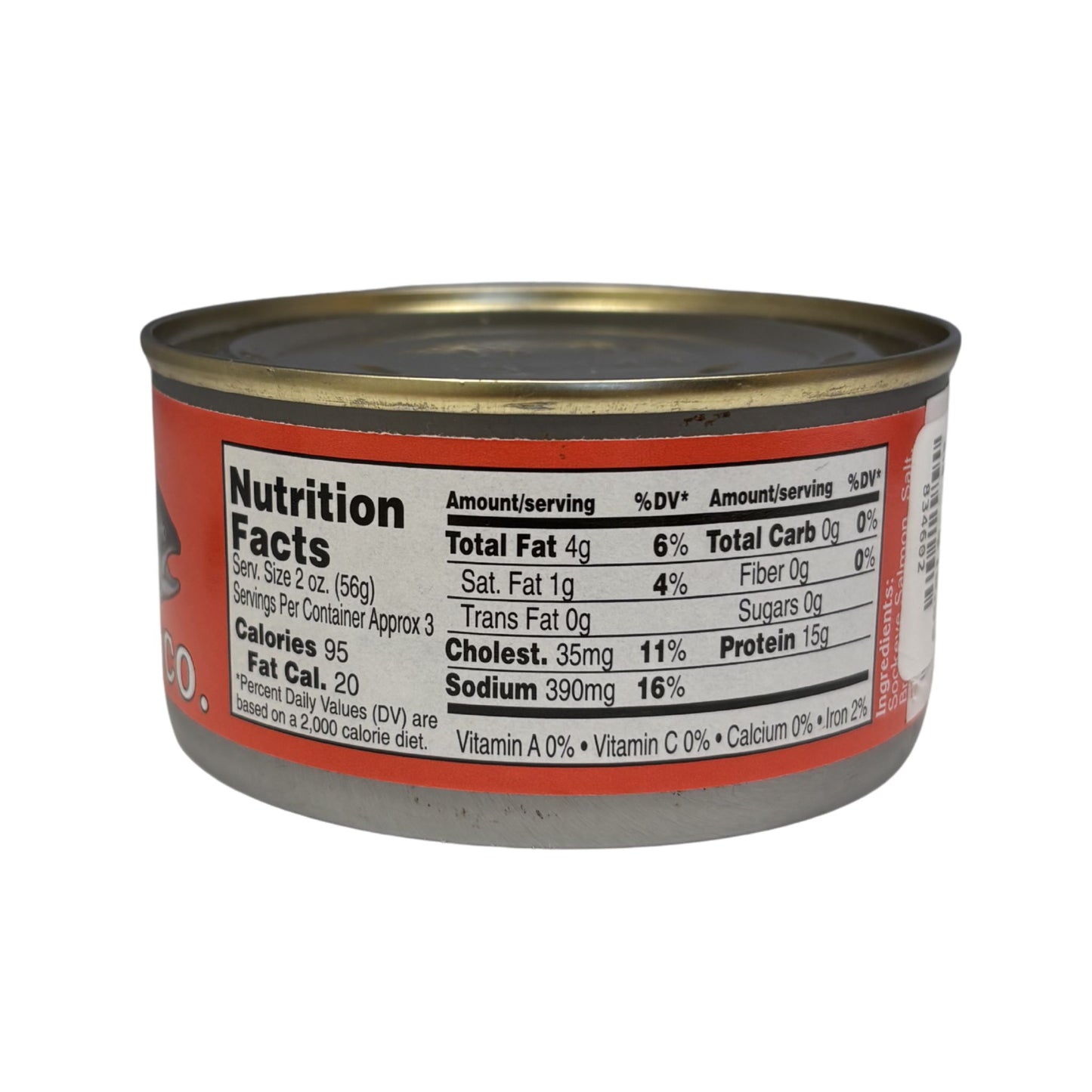 Can with nutrition facts label on a white background