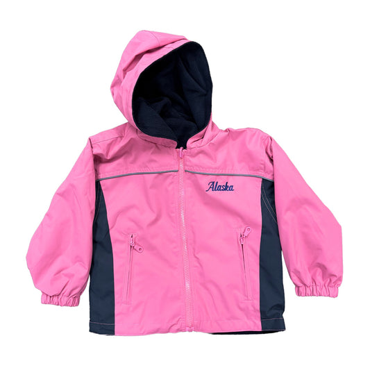 Pink jacket with 'Alaska' embroidery