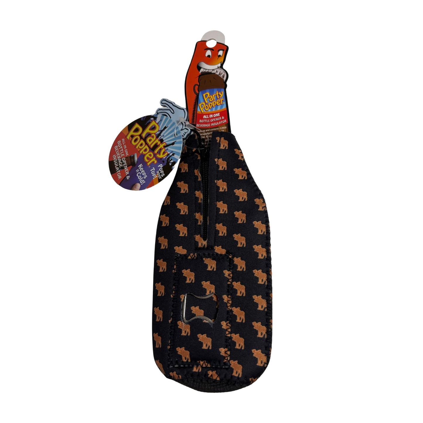 Black and brown moose pattern bottle insulator