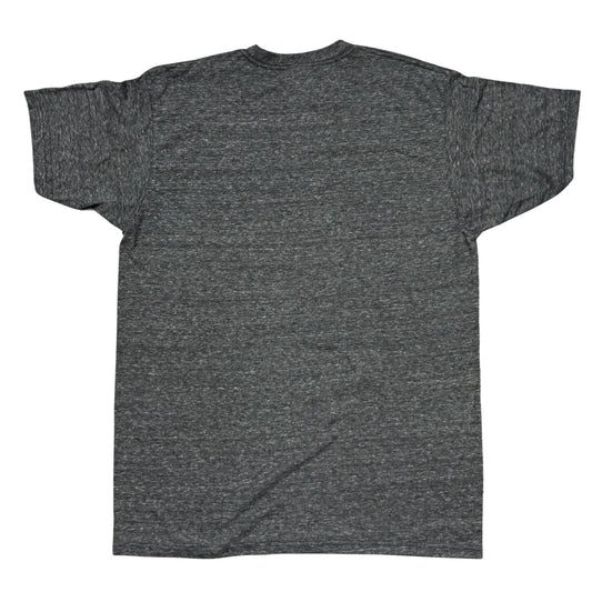 Back of gray t-shirt on a white background