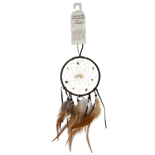 Dreamcatcher with feathers on a white background