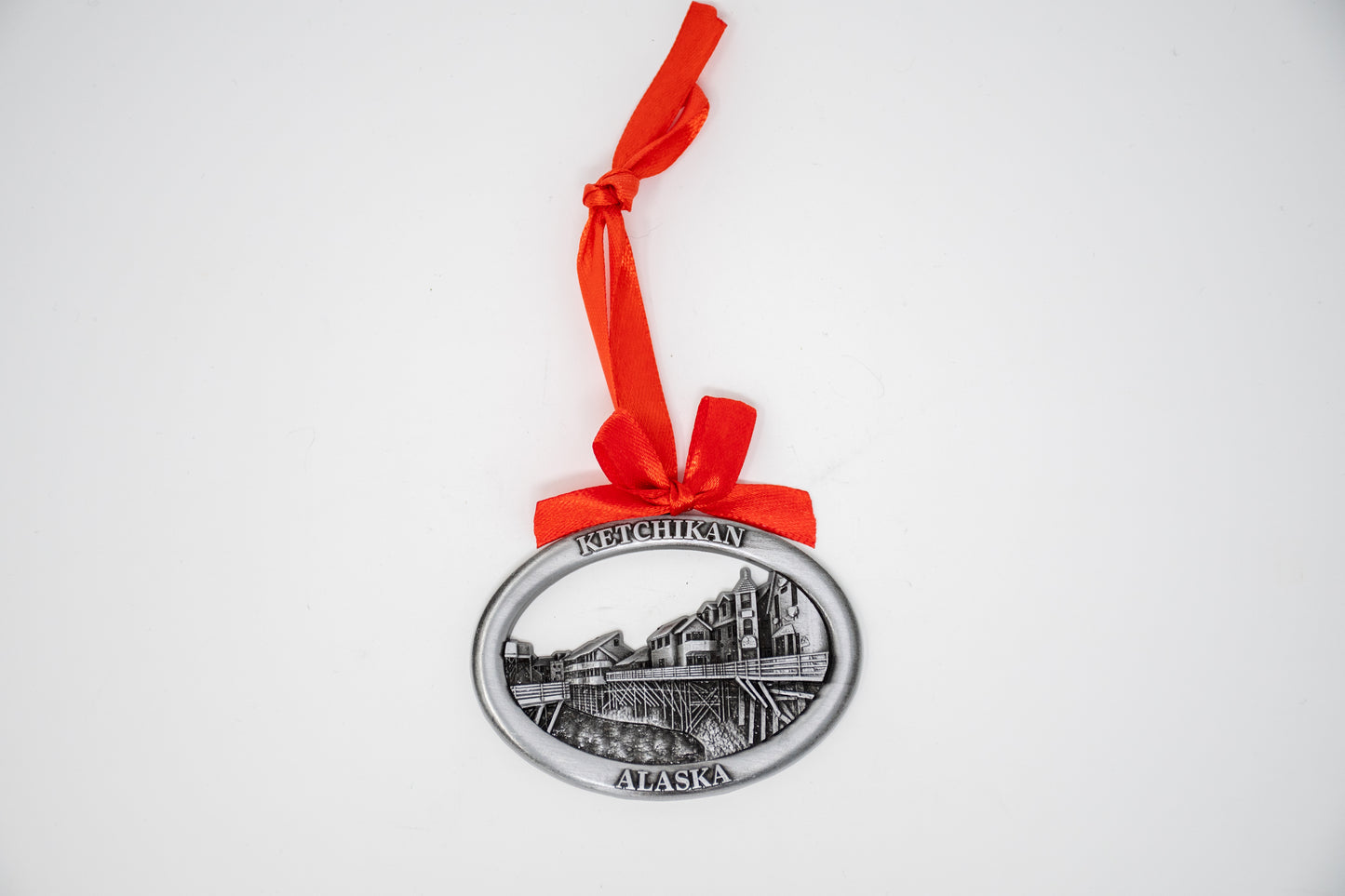 ANTIQUE SILVER CREEK STREET ORNAMENT W/ KETCHIKAN, ALASKA