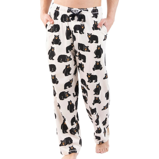 Men's pajama pants with black bear pattern