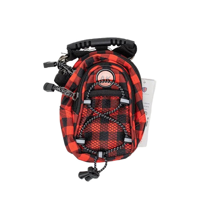 Red and black plaid day pack