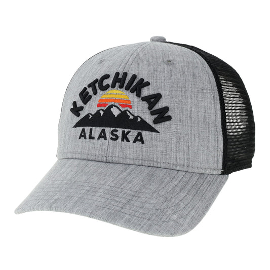 Gray and black cap with 'Ketchikan Alaska' text and mountain design