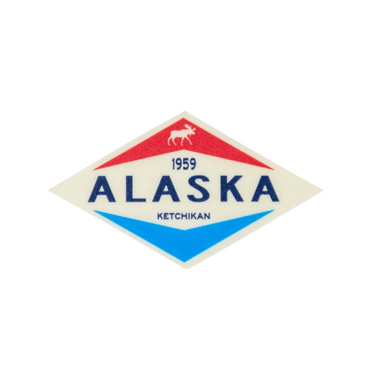 Alaska sticker with red and blue accents
