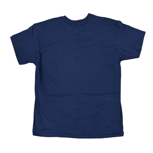 Plain navy blue t-shirt on a white background