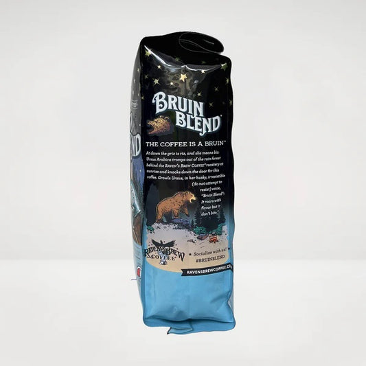 Bruin Blend coffee bag with bear graphics on a white background