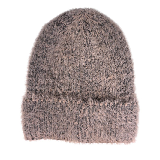 Fluffy beanie on a white background