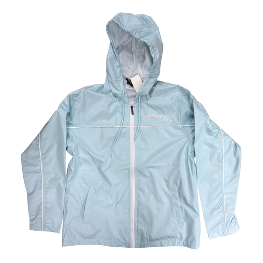 Light blue hooded jacket on a white background