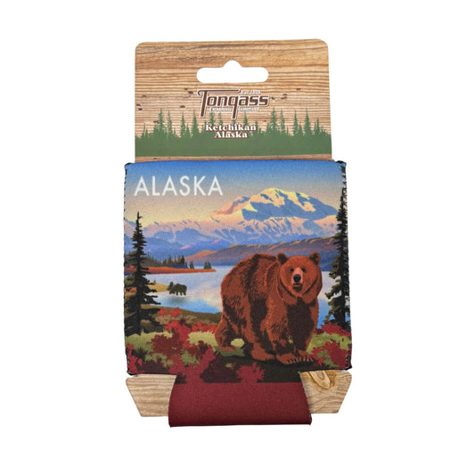 Koozie with Alaska bear design in packaging