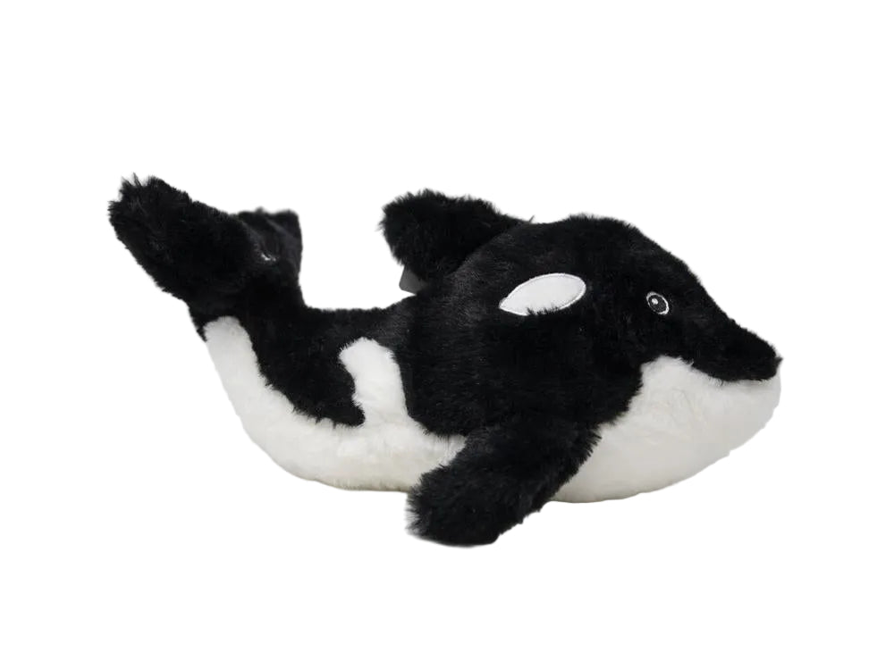 Black and white orca plush toy