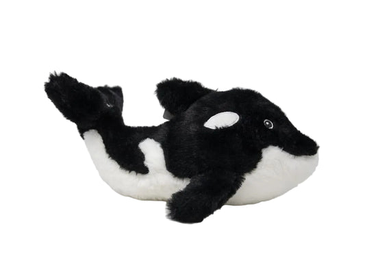 Black and white orca plush toy