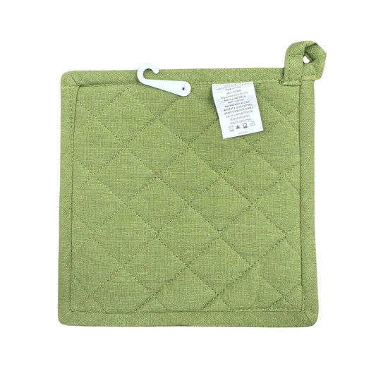 Green pot holder with a hanging loop