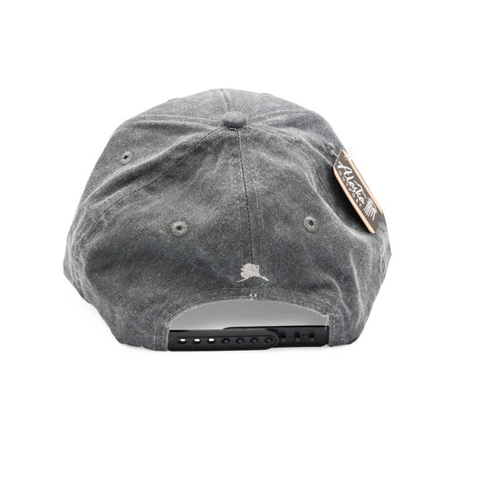 Back of gray cap on a white background