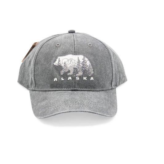Gray cap with bear and 'Alaska' text on a white background