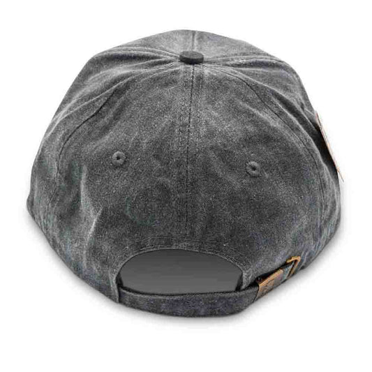 Back of gray baseball cap on a white background