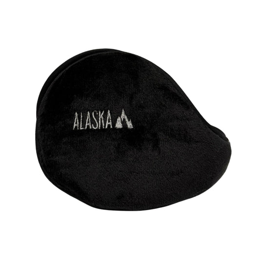 Black earmuffs with 'Alaska' and a mountain logo on a white background