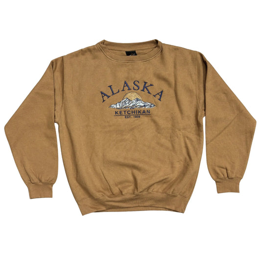 Brown sweatshirt with 'Alaska Ketchikan' graphic