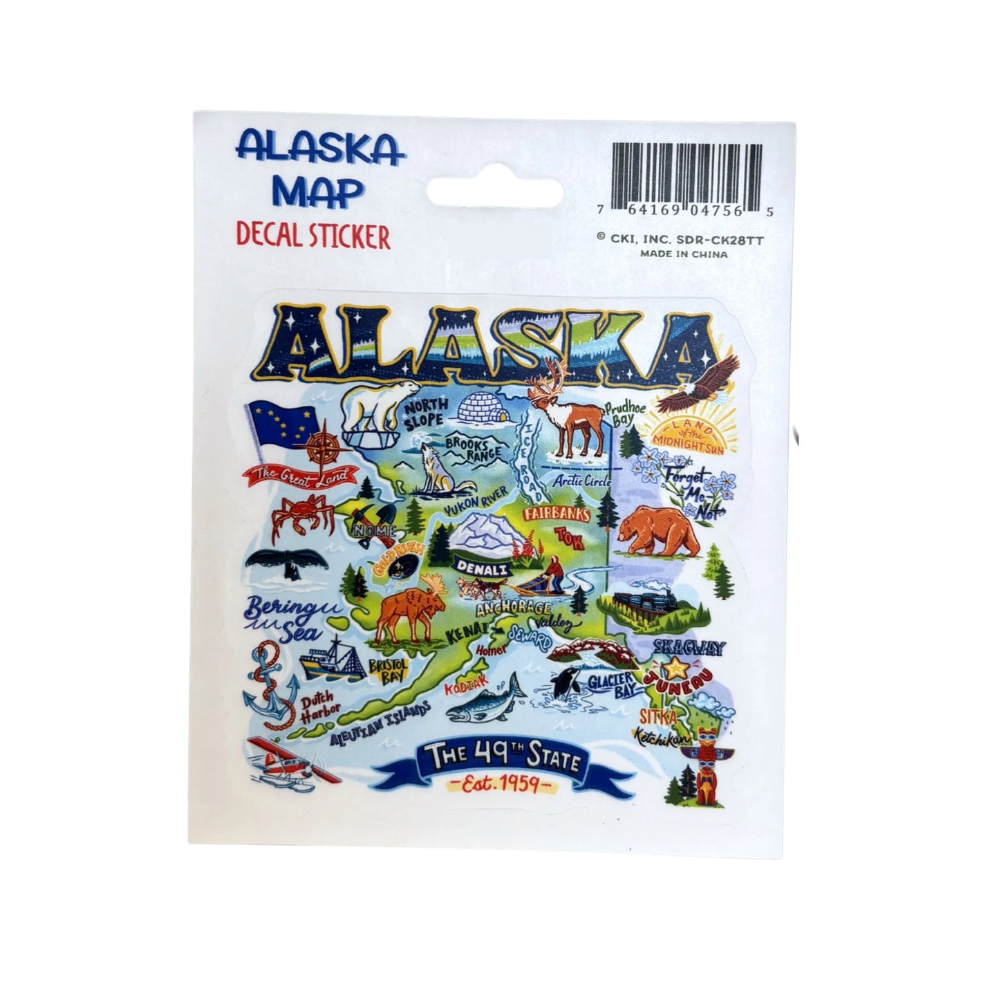 Alaska map themed decal sticker