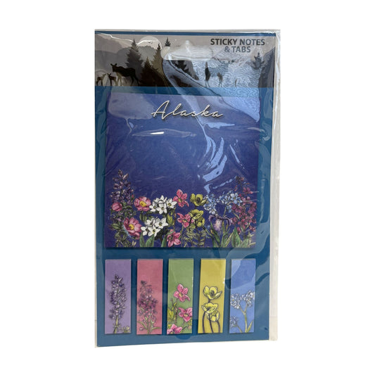 Alaska Floral Sticky notes and tabs in plastic packaging