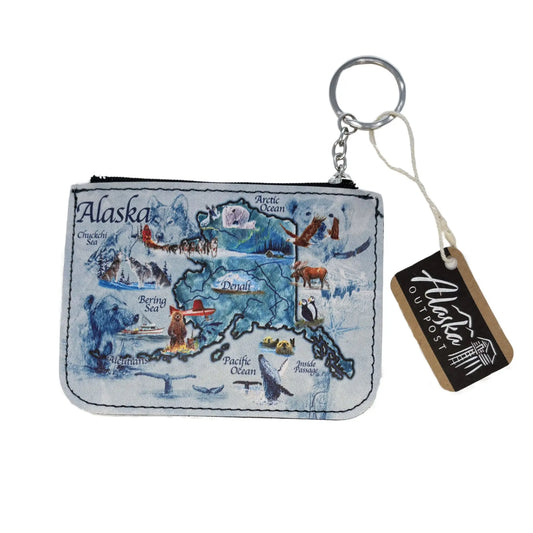 Keychain Wallet with Alaska map design