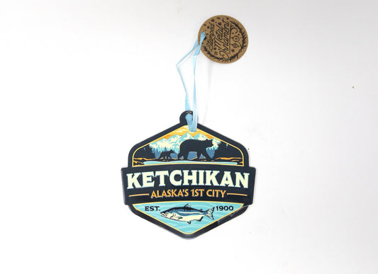 KETCHIKAN BADGE STAMPED METAL ORNAMENT