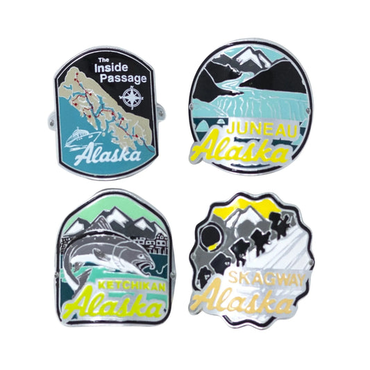 4 Hiking Medallions with different inside passage cities