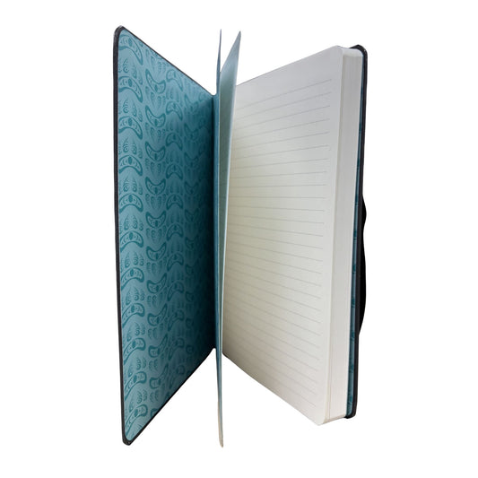 Open notebook with lined paper
