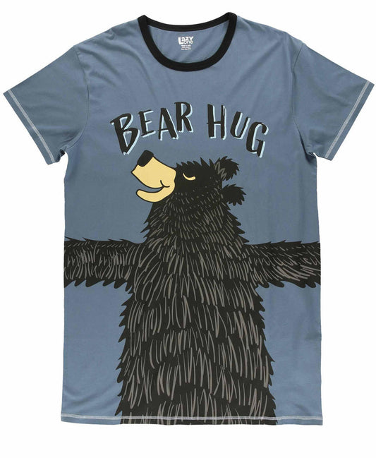 T-shirt with a bear graphic and 'Bear Hug' text on a blue background