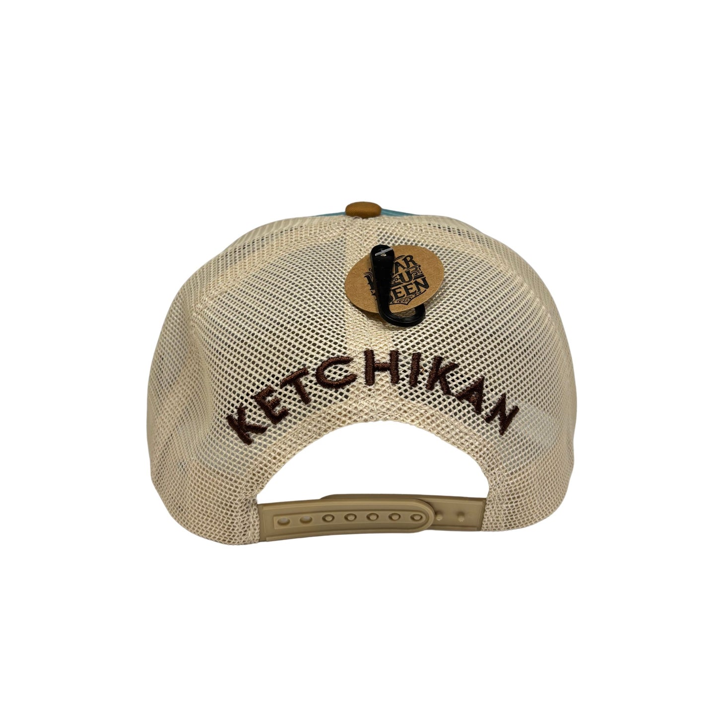 Beige mesh cap with 'Ketchikan' embroidered on the back