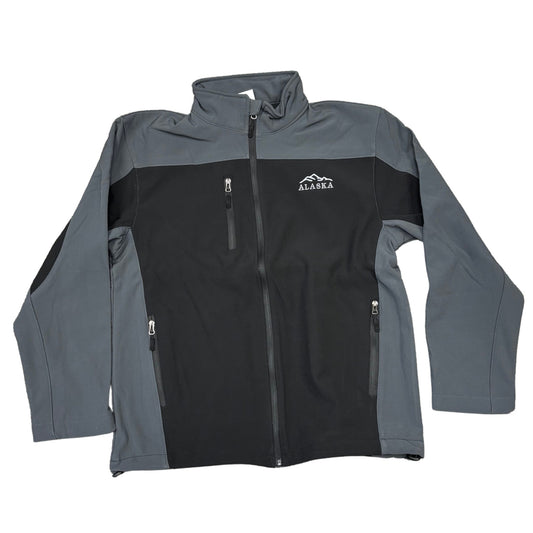 Gray and black jacket with 'Alaska' logo on a white background