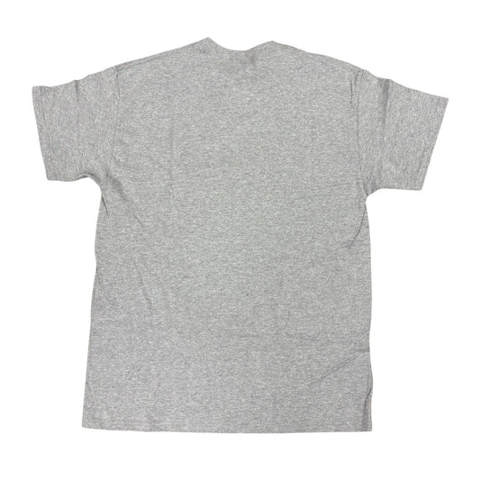 Back of gray t-shirt on a white background