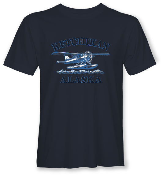 Float plane design with "Ketchikan Alaska" Text on t-shirt on white background