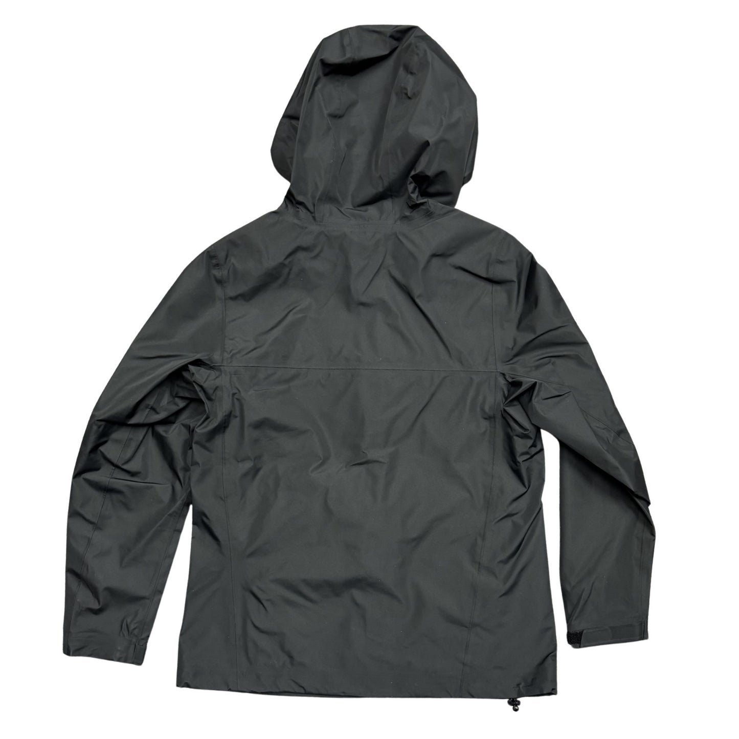 Back of Black alaska rain jacket