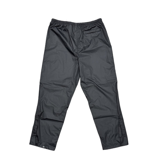 Black rain pants on a white background