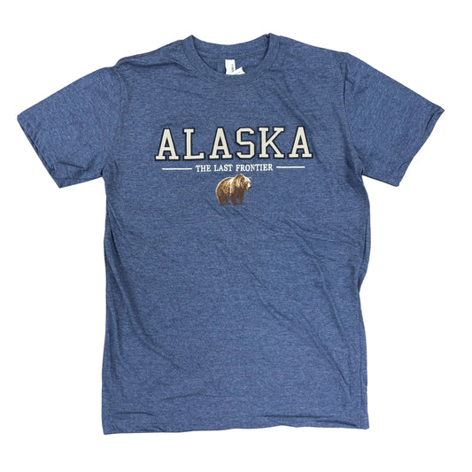 Blue t-shirt with 'Alaska The Last Frontier' and a bear graphic