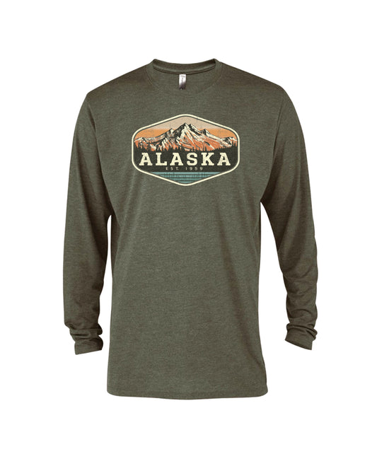 Green long-sleeve shirt with 'Alaska' graphic on a white background