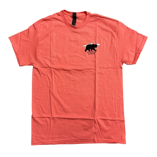 Coral Shirt with a bear graphic and Ketchikan Alaska text
