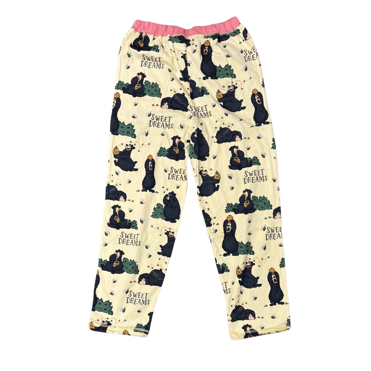 Pajama pants with bear and 'sweet dreams' print