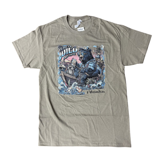 T-shirt with a bear fishing graphic and 'Alaska' text