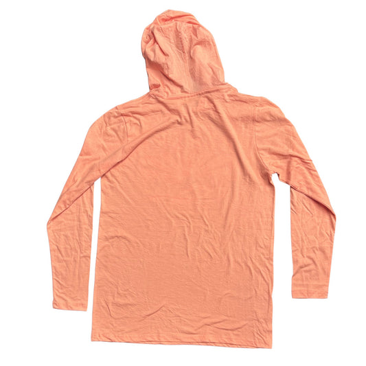 Peach-colored hoodie on a white background